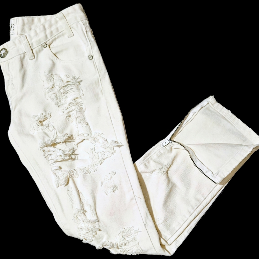 One Teaspoon White Low Waist Denim Skinny Jeans - SIZE 22